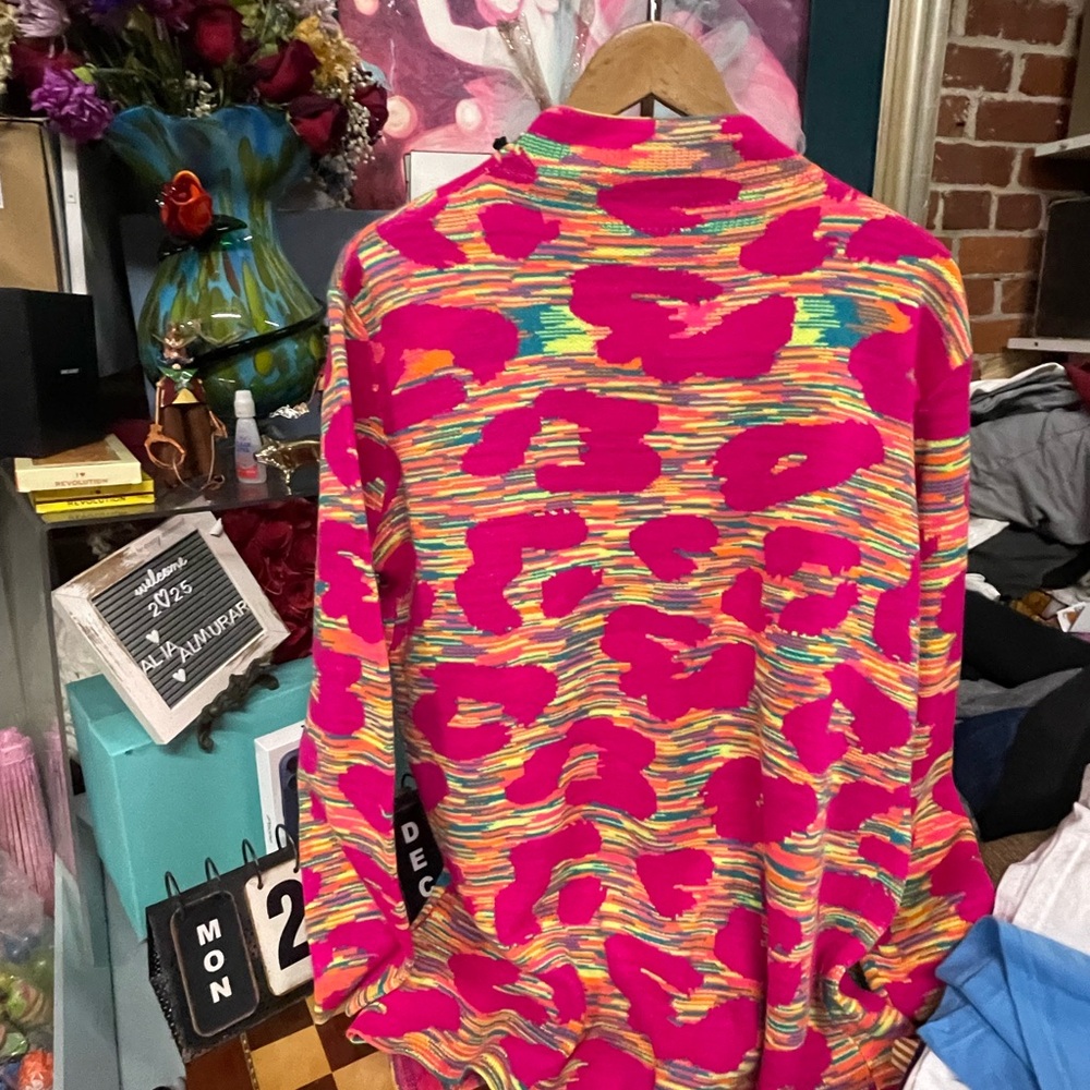 Crazy Train Hot Pink Multicolor Drape Cardigan - Picture 5 of 8